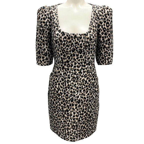 Michael Kors Collection Khaki Multi 2020 Leopard Print Jacquard Mini Dress - Picture 1 of 5